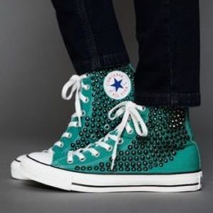 Free people converse studded teal high tops Sz 6